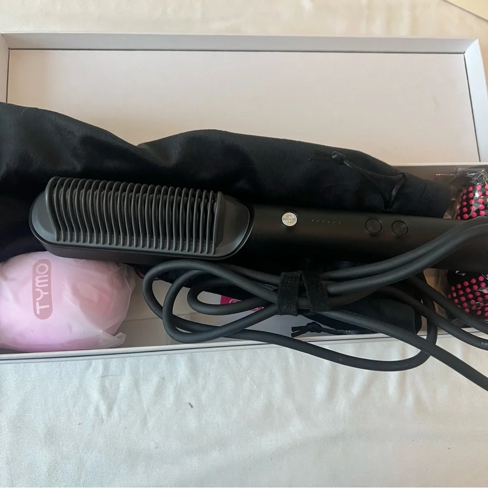 TYMO‎ Ring Hair Straightening Comb - Black and Pink with Accessories